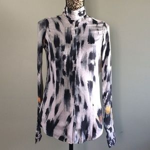 L.A.M.B. Animal Print Silk Blouse